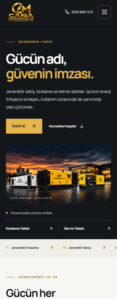 Çaba Mühendislik — telefon görünümü