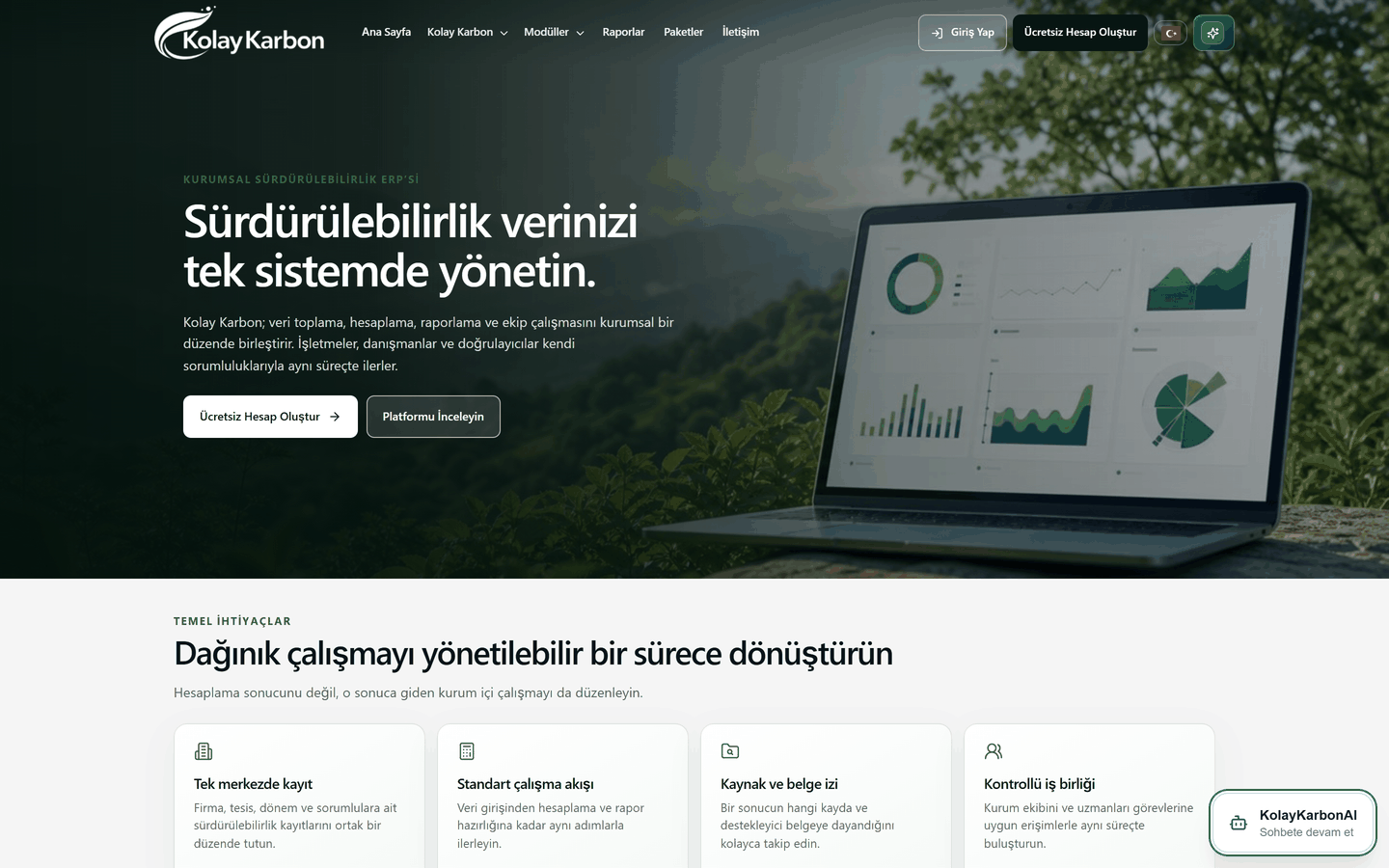 KolayKarbon ekranı